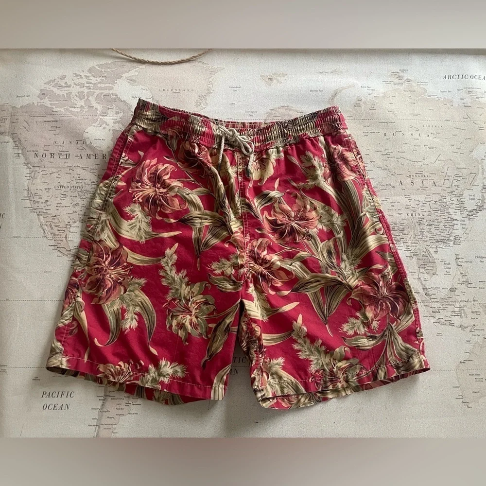 Polo Ralph Lauren Shorts Swim Trunks Hawaiian Print Floral Size XL